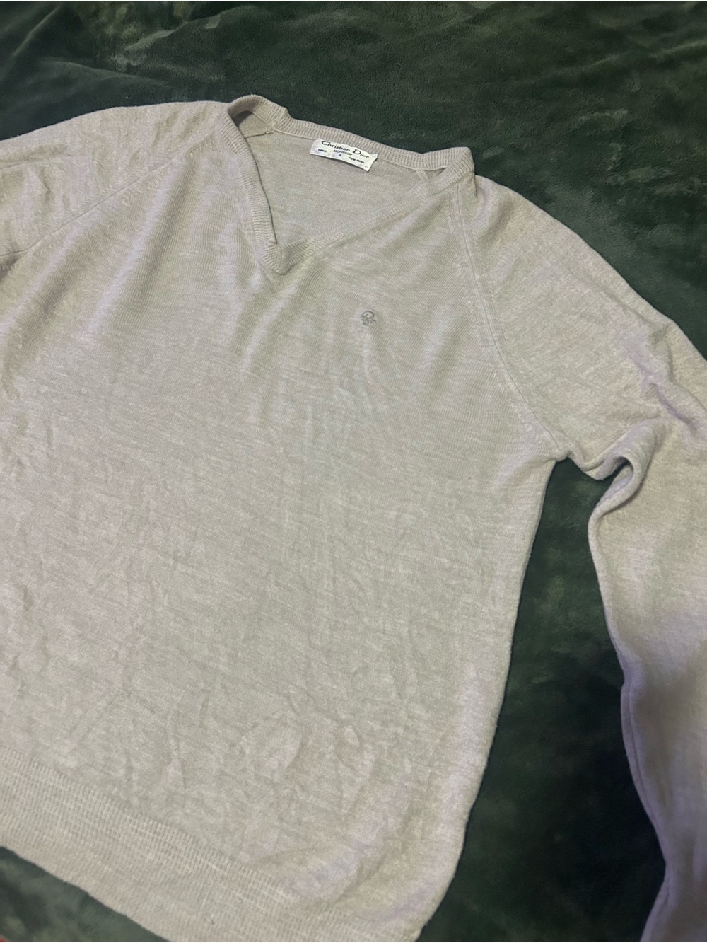 Dior Men's V-Neck Sweater in Light Gray